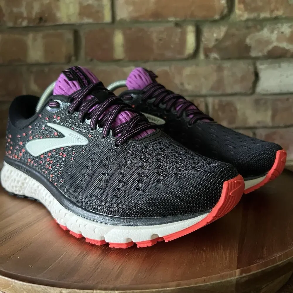 Brooks Glycerin 17 Cushion Black Fiery Coral Running Shoes Sneakers Womens 7 W